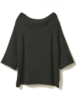 オフショルダーニットトップス/ブラック