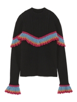 フリル配色プルオーバー/BLK