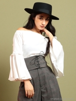 フレアースリーブオフショルトップス/ホワイト