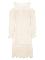 レースレイヤードニットワンピース/OWHT