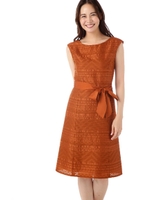 幾何ジャガードワンピース/ブラウン2(052)