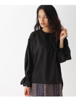 袖刺繍キャンディースリーブブラウス/ブラック(019)