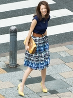 スラブチェックタックスカート/レッド