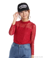 レースVハイネックインナーT/ワイン