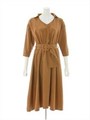 共地サッシュベルト付きワンピース/ライトブラウン