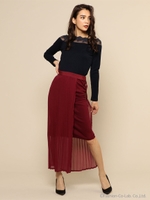 シフォンかぶせスカート/ネイビー