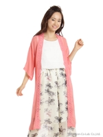 フラワーレースロングカーデ/ホワイト