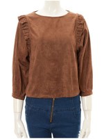 フリルショルダースエードブラウス/ダスティーピンク