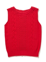 ケーブルノースリニット/レッド