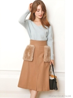 ポケットファースカート/ライトグレー