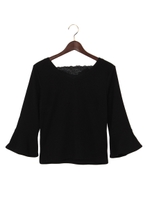 リブBACKレースリボンフレアー袖/TOPS/オフホワイト