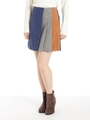 配色ミニスカート/ブルー
