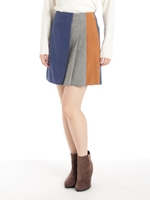 配色ミニスカート/ブルー