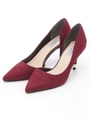【EVOL】ILIMA ヒールポイントサイドオープンパンプス IJ7461/ワインスエード