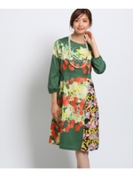 【洗える】フラワーストームワンピース/ダークブラウン(143)