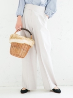 バックルベルト付ハイウエストワイド/L/グレー柄