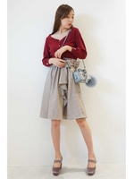 ラッフルチェック×ニットセット　ワンピース/レッド(100)