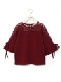 レース切替袖フレアTOPS/ボルドー