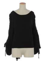 ドロストリボンニットトップス/ブラック