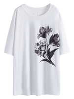 フラワープリントビッグTシャツ/ホワイト