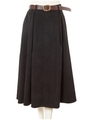 ベルト付フレアロングスカート/ブラック
