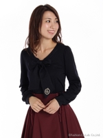 ボウタイリボンカーディガン/ワイン