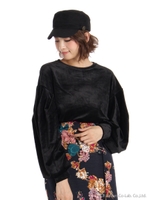 起毛コーデュロイボリューム袖TOPS/ブラック