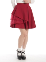 ラッフルスカート/レッド