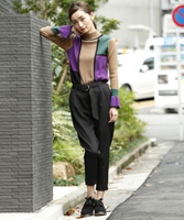 Dカンベルト付きテーパードパンツ