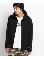 【ユニセックス】袖スター刺繍 ジップアップパーカー/ブラック(019)