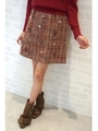 フローラル　オン　ツイード　スカート/ボルドー(070)