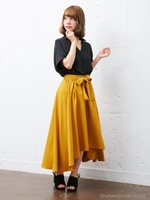 共生地サッシュ付ピーチイレヘム/スカート/テラコッタ