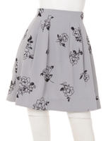 フロッキー花柄タックフレアスカート/オフホワイト