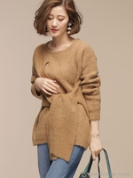 モヘアフロント結びニット/ベージュ