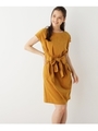 SONO起毛サテンワンピース/マスタード(033)