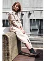 フェイクスエードサッシュベルトシャツワンピース/グレージュ(020)