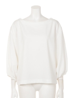 カットジョーゼット七分袖TOPS/BRN
