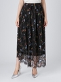 【La】レースプリントマキシスカート/ブラック