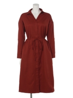 【Shelly island】起毛ピーチスキッパーシャツワンピース/ブラウン