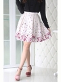 パネル花柄タックフレアスカート/オフ