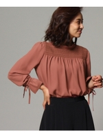 【洗える】バックサテンアムンゼンブラウス/ブラック(019)