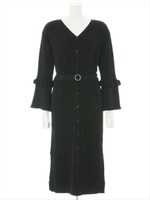 12Gフレア袖ニットワンピース/ブラック