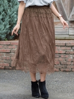INDIA リバーレース ロングスカート/ブラウン