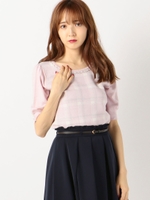 スウィートオータムチェックニット/ピンク