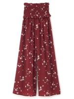 スプレーローズフラワー3wayギャザーワイドパンツ/ネイビー