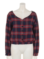 ドロップショルダーボリュームブラウス/ネイビー