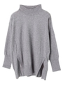 ハイネックビッグシルエットニットチュニック/杢グレー