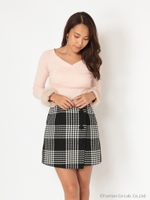 台形チェックスカート/オフホワイト