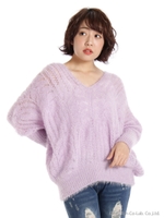 ブリンモヘアインナー付ニット/オフホワイト