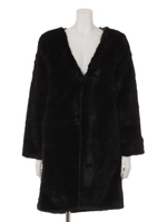 【LATINA】Vネックロングファーコート/BK